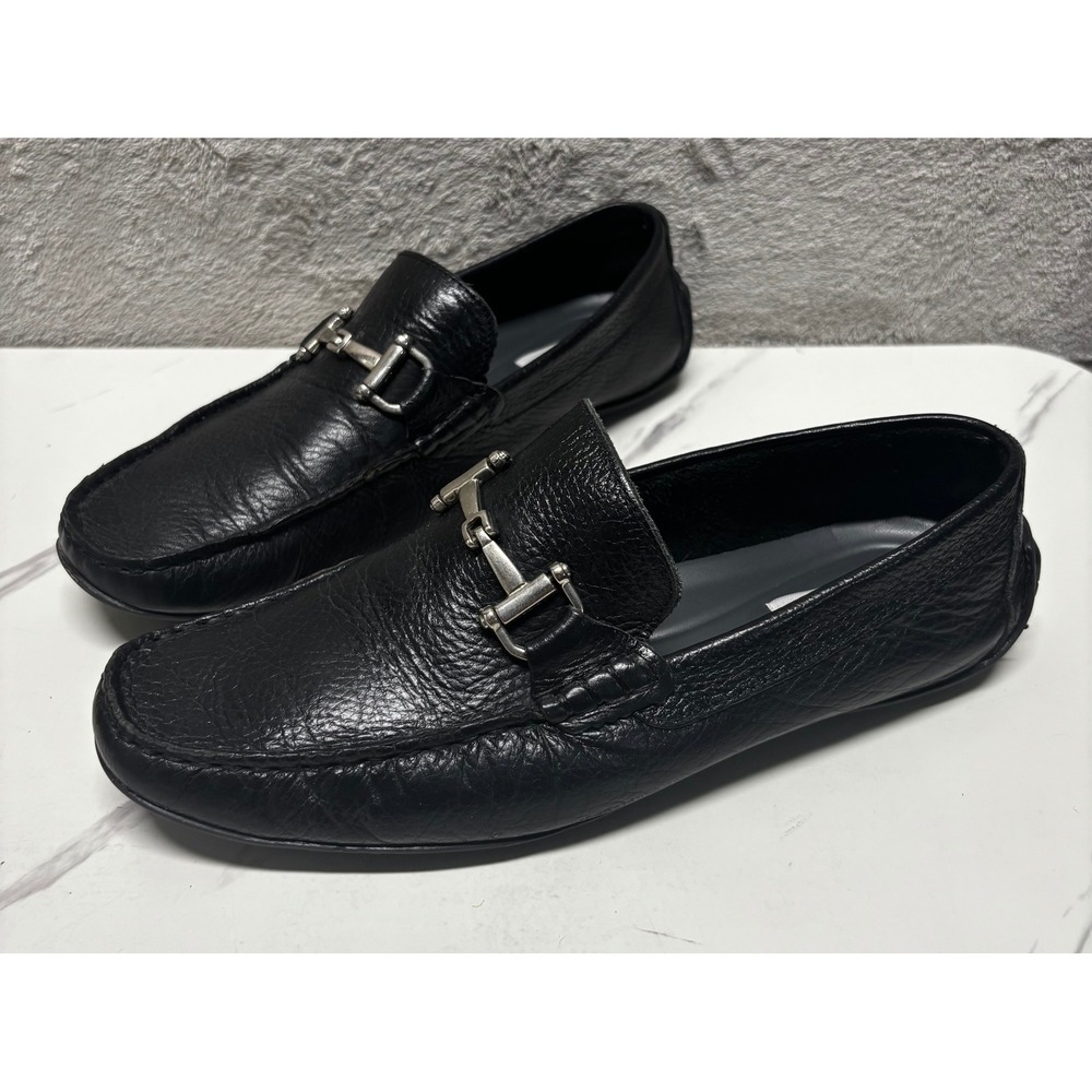 Steve Madden P-Ansell Loafers Mens 8 Black Excellent Bit Detail Leather Driving